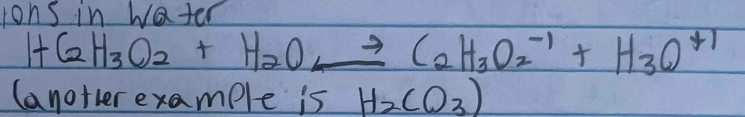 <p>An acid that partially ionizes to form few H3O+1 ions in water</p><p>Ex. HC2H3O2, H2CO3</p>