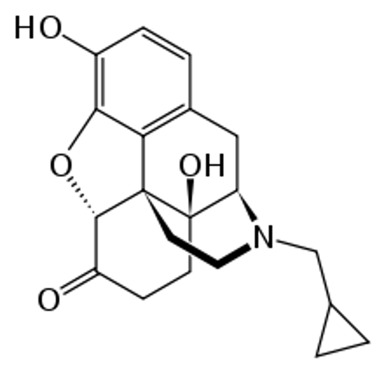 <p>- mu-opioid receptor antagonist/competitive MOR antagonist</p><p>- CNS acting</p><p>- first-pass liver metabolite</p><p>- acts in ~30 minutes and lasts a day</p><p>- can NOT treat acute opioid overdose</p><p>- used for treating alcoholism and drug craving</p>