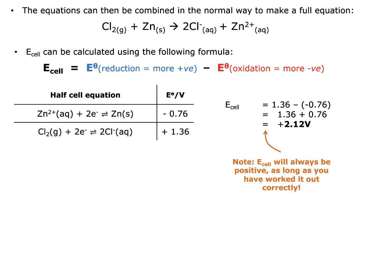 <p>Value of reduction - value of oxidation</p>