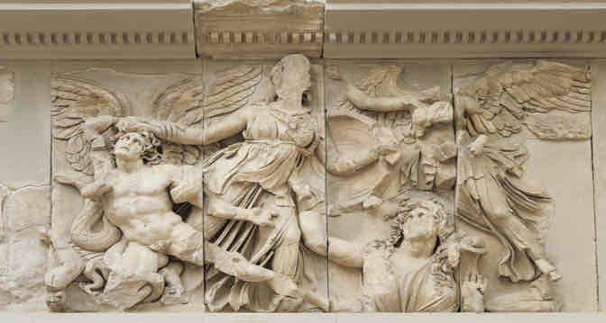 <p>altar of zeus, pergamon, ca. 175 BCE, marble</p>