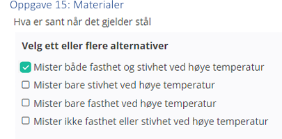 <p>Mister både fasthet og stivhet ved høye temperatur</p>