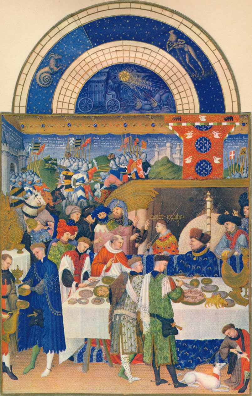 <p><span>January: The Duke of Berry at Table, Très Riches Heures, France</span></p>
