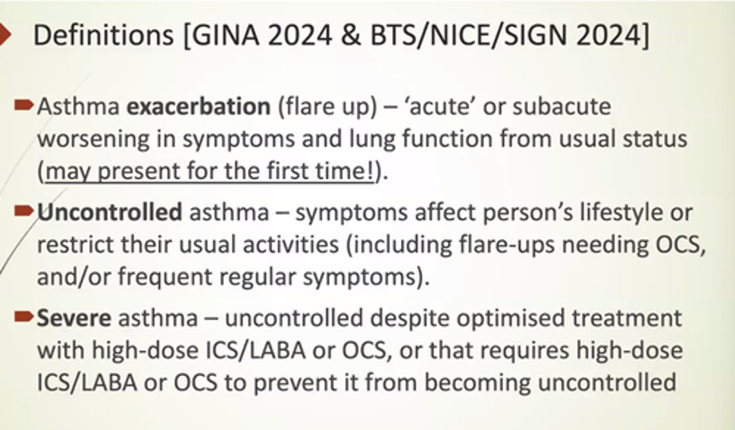 <p>Where symptoms affect pt's lifestyle or restrict their usual activities.</p><p>May wake pts up at night.</p><p>(including flare ups needing OCS).</p>