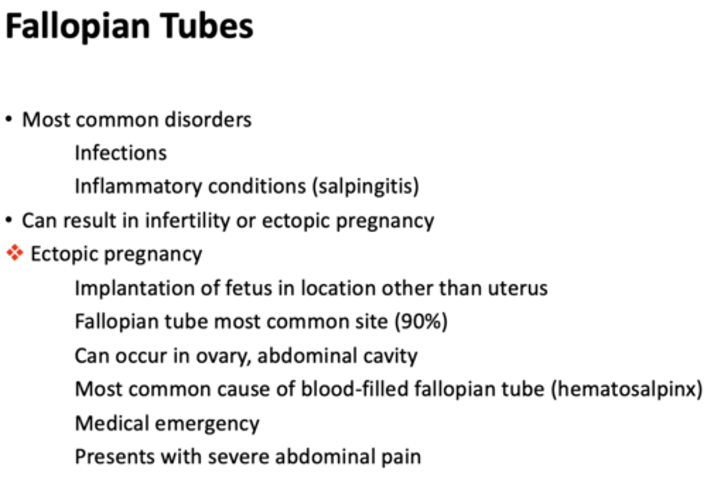 <p>fallopian tube (90%)</p>