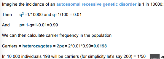 <p>Podemos calcular a quantidade de carriers de uma determinada doença autossomal genética recessiva. </p>