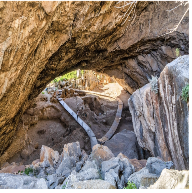<p>From the paleolithic and neolithic communities</p><p></p><p><span style="background-color: transparent; font-family: "EB Garamond", serif;"><span> this cave there were found remains of a tribe that used to occupy the space of 15,000 years (small animal bones), including evidence of pottery workshop which serves as evidence of trade and obsidian from Mil( island 100 miles away by sea)which suggests the cave being integrated in the trading network.</span></span></p>
