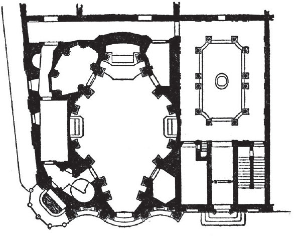 <ul>
<li>By Francesco Borromini (1638–1646)</li>
<li>The building is designed with alternating convex and concave patterns and undulating volumes in both the ground plan and on the façade.</li>
<li>It was built as part of a complex of monastic buildings for the Spanish Trinitarians</li>
</ul>