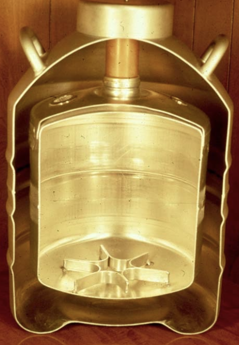 <p>a liquid nitrogen tank used to keep semen frozen at -196C</p>