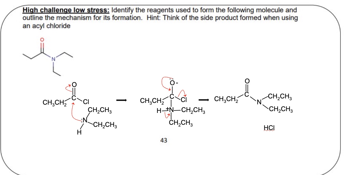 <p>reactants: propanol chloride + diethylamine </p>