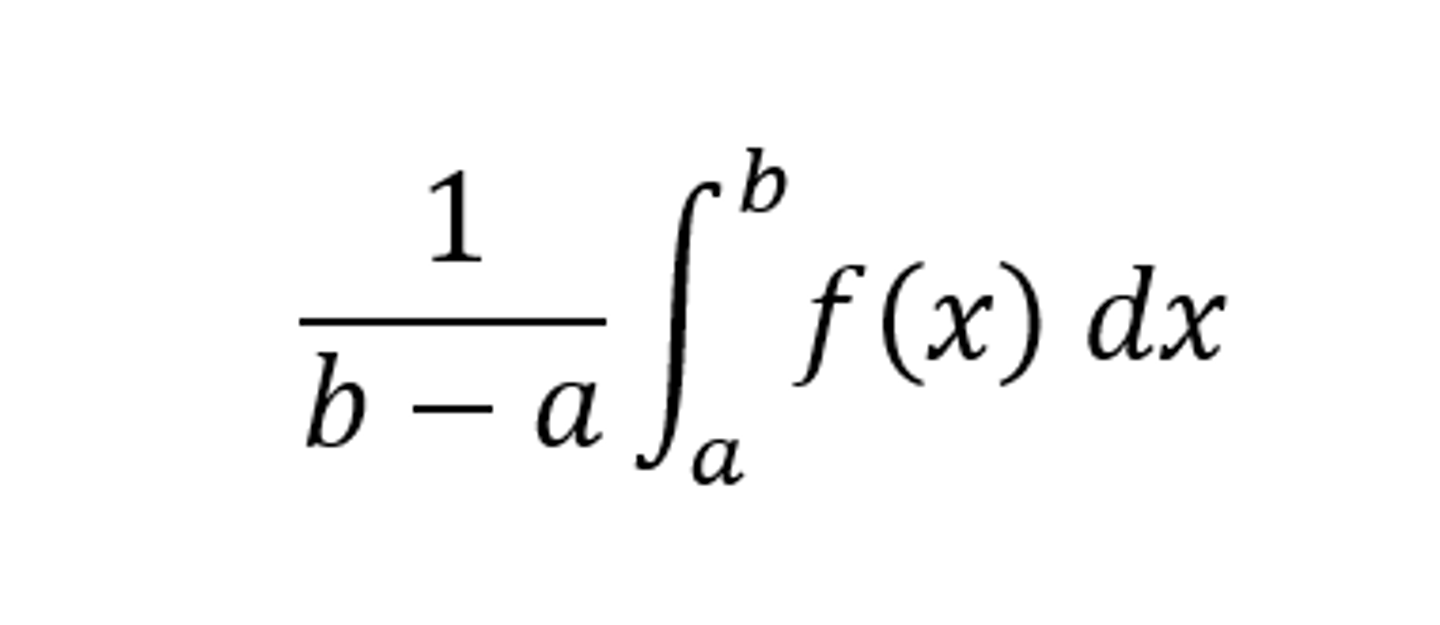 <p>1/(b-a) * ∫ f(x) dx on the interval a to b</p>