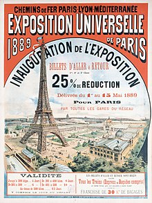 <p>l’exposition Universelle en 1889. The Eiffel Tower was built in 1889.</p>