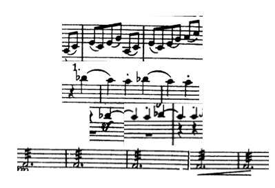 <p>Melody in strings seems more arpeggiated / triadic</p><p>Rare big leaps</p><p>Flute and Oboe share melodic fragments of section A </p><p>Timpani roll</p>