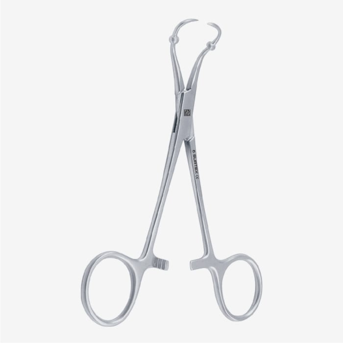 <p>bead or ball attached to jaws to prevent towel from slipping toward the box lock of the forceps.</p>