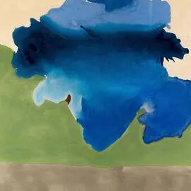 <ul><li><p><strong>ID:</strong> Helen Frankenthaler, 1963 CE, Acrylic on canvas, USA</p></li><li><p><strong>Content:</strong> A large-scale painting with fluid blue washes that blend into each other.</p></li><li><p><strong>Function:</strong> Explores color and form without clear subject matter.</p></li><li><p><strong>Context:</strong> Part of Color Field painting, focusing on spontaneity and abstraction.</p></li><li><p><strong>Form:</strong> Soft, organic shapes, diluted pigment, smooth transitions.</p></li></ul><p></p>