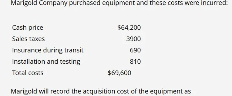 <p><span><span>what is amount recorded as the cost of equipment?</span></span></p>