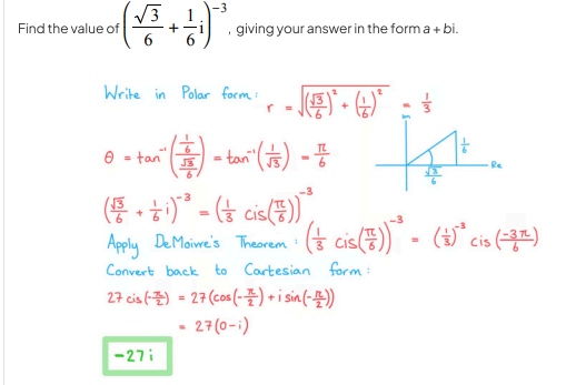 <p>Use to raise complex number to a power, this can be also applied to square rooting a complex number (raise to ½ power). It is on the formula sheet.</p>
