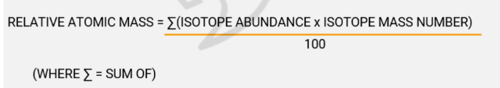 <p>The mass of an atom of an isotope compared to one twelfth of the mass of an atom of carbon-12</p><p></p>