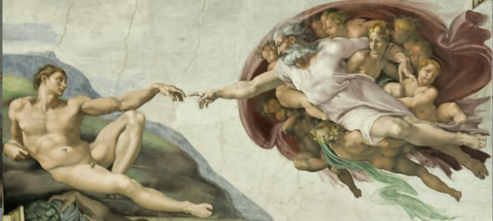 * Both Adam and God look incredibly heavy and have very defined muscles, almost mannerist like (which is seen in other pieces like the last judgment and medici’s tomb): demonstrates power but also the appreciation of the human form
* Communication between God and Man: similar to Greek mythological stories, shows mythology and the church coexisting