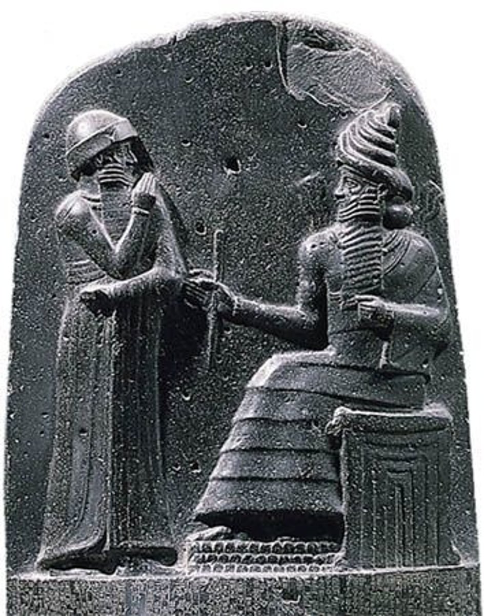 <p>IRAQ.</p><p>- Babylonian</p><p>- Everyone knew what the rules were, and consequences were</p><p>- If you're from the elite, punishment was less harsh</p><p>-Hammurabi standing in an attitude of prayer before Shamash, the sun god and god of justice.</p>