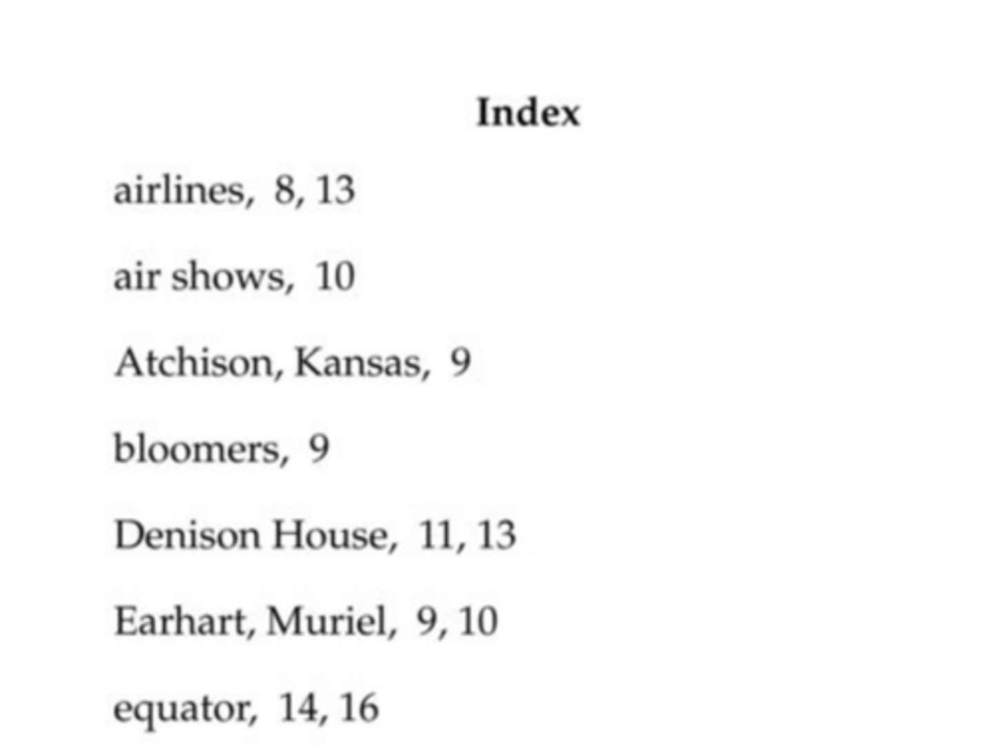 <p>an alphabetical listing of names and topics along with page numbers where they are discussed</p>
