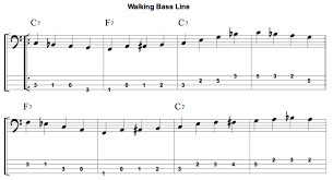 A continuous bassline. Which includes chord tones and non-chord tones, usually stepwise tones. 