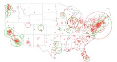 Type of map that uses a symbol in varying sizes to show the magnitude of a characteristic