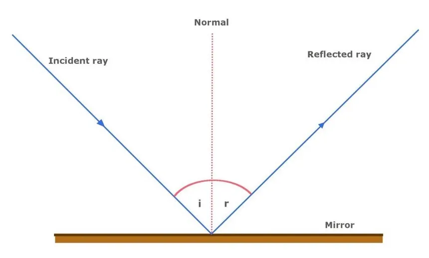 <p>all waves can be reflected when they travel from a medium of low optical density (such as air) to one of higher optical density (such as glass)</p><p>law of reflection:</p><ul><li><p>angle of incidence = angle of reflection</p></li></ul><p>the frequency, wavelength and speed remain the same</p>
