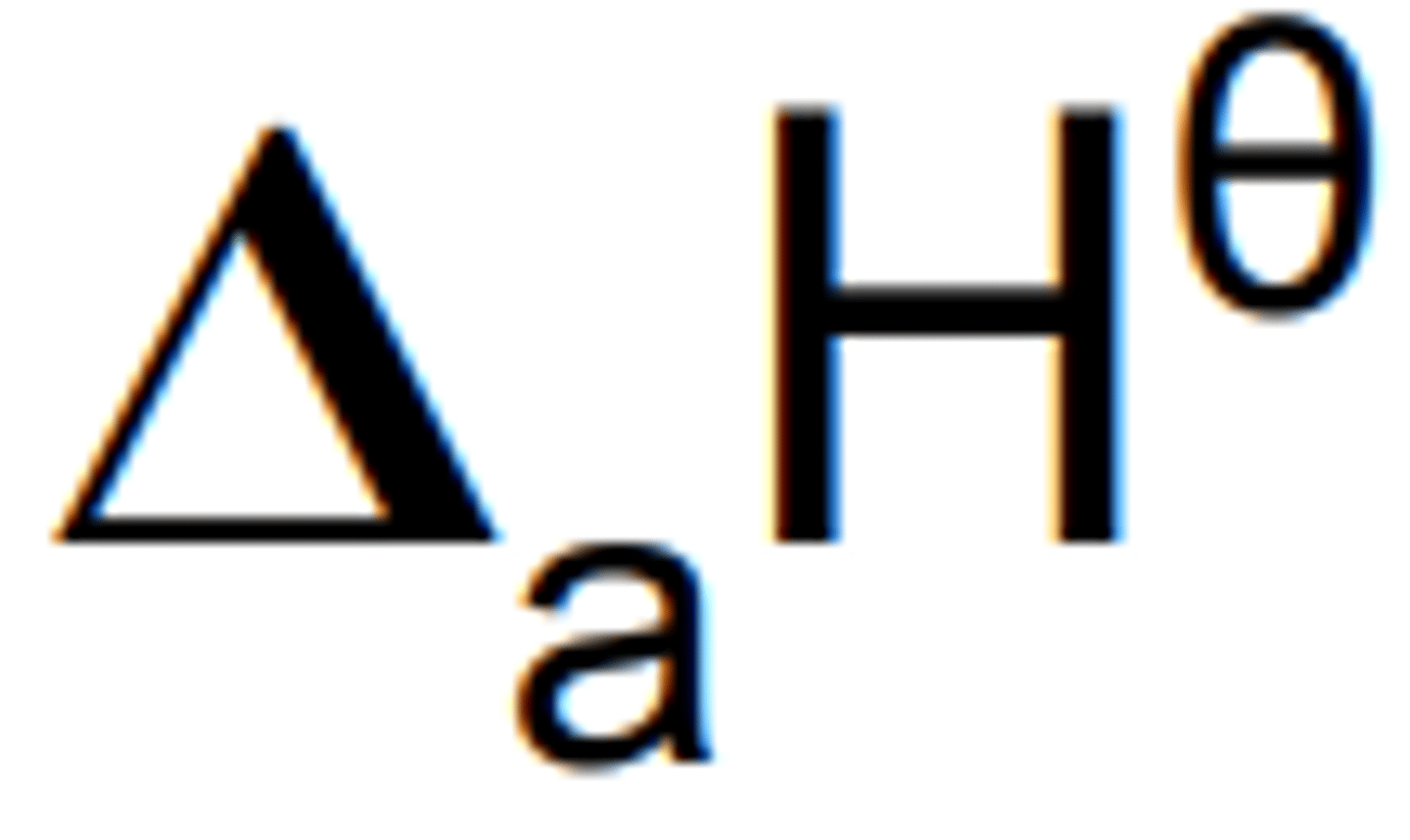 <p>energy change needed to produce 1 mole of gaseous atoms of the element (g)</p>