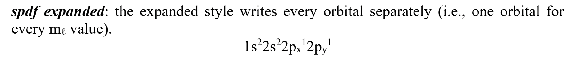 <p>A visual representation showing the arrangement of electrons in an atom, with lines or arrows indicating occupancy and additional layers or subshells. (ONE ORBITAL FOR EVERY M<sub>L</sub> VALUE)</p>