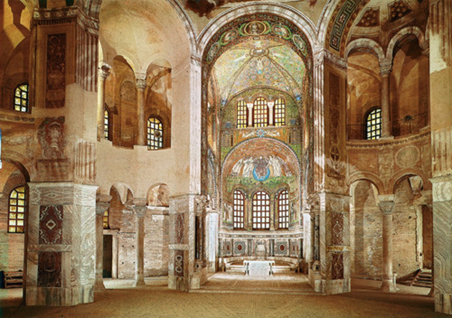 <p>-centralized church plan (included apse, narhtex, and 4 towers)</p><p>-Matrimoneum: the second level of the apse that was reserved for married women (gallery level)</p><p>-gallery was for "V.I.P's"</p><p>-Byzantine Art (Architecture)</p>