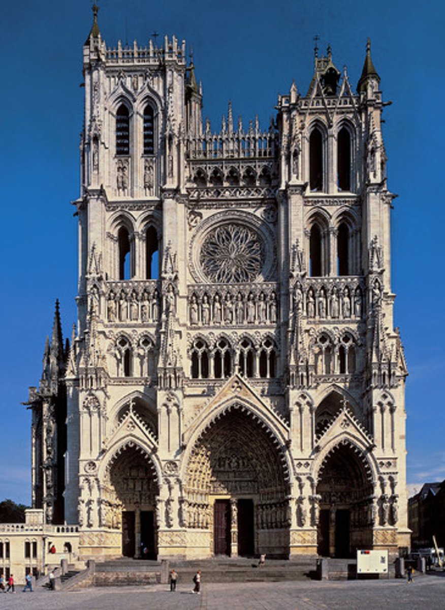 <p>Name: Amiens Cathedral</p><p>Time Period: 1220-1269</p><p>Material: Limestone</p><p>Architects: Robert de Luzarches, Thomas de Cormont, Renaud de Cormont</p>