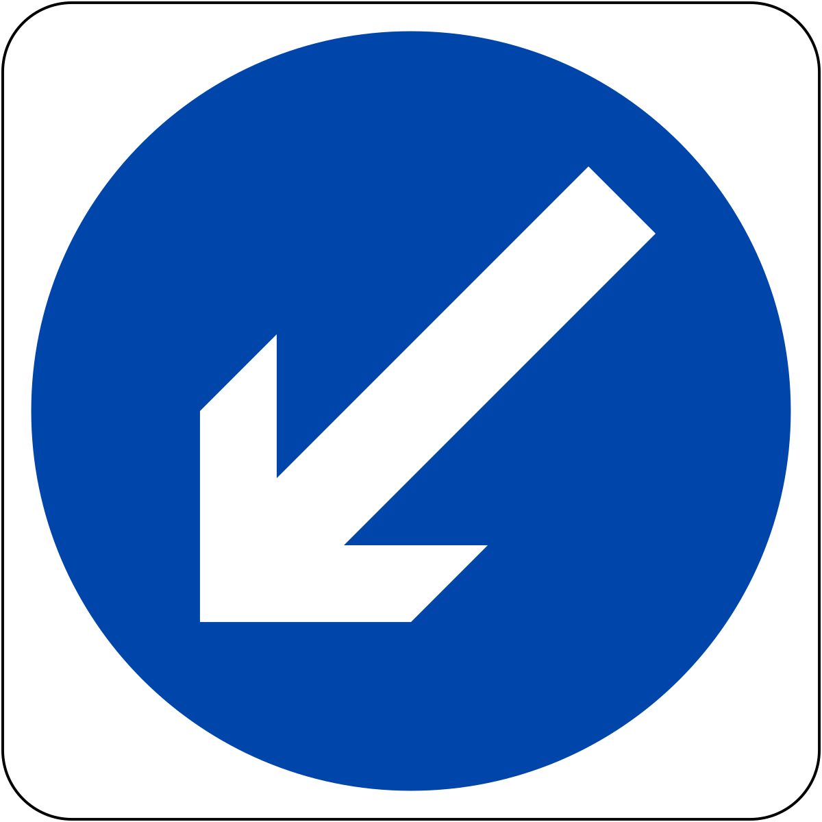 <p><strong>Approaching vehicle(s) must pass on the left side of this sign.</strong></p>