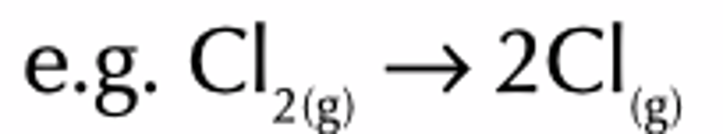 <p>The enthalpy change required to break one mole of a particular covalent bond in gaseous molecules, forming gaseous atoms.</p>