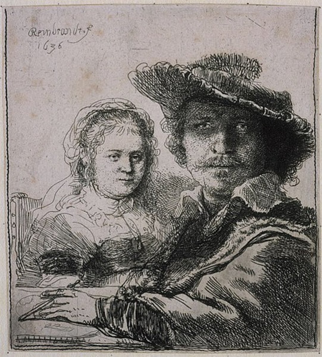 <p>Rembrandt van Rijn. 1636 C.E. Etching.</p>