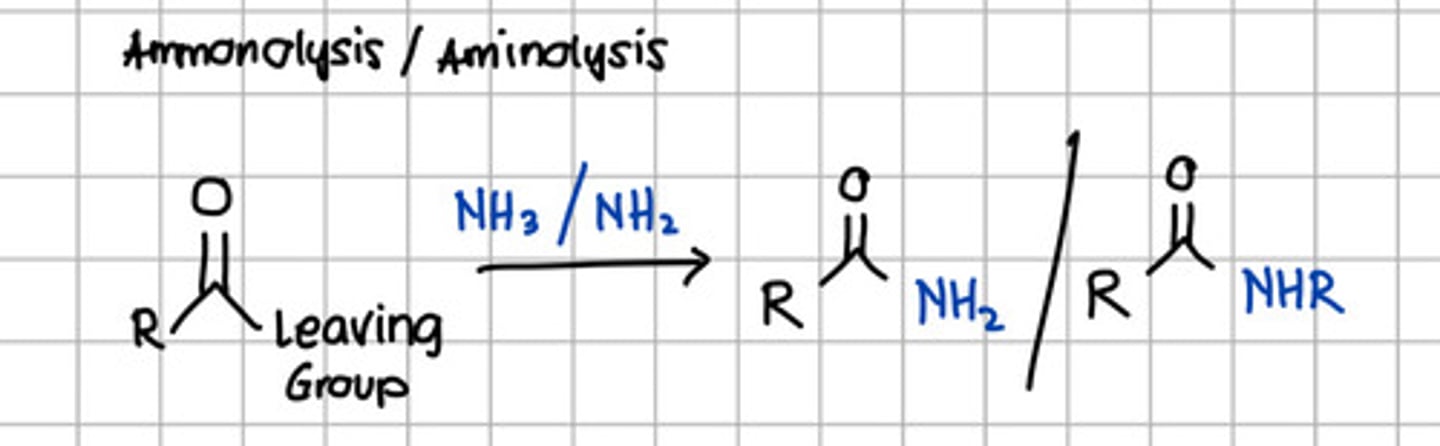 <p>d. Amide</p><p>with NH3 - Ammonolysis</p><p>with NH2 - Aminolysis</p>