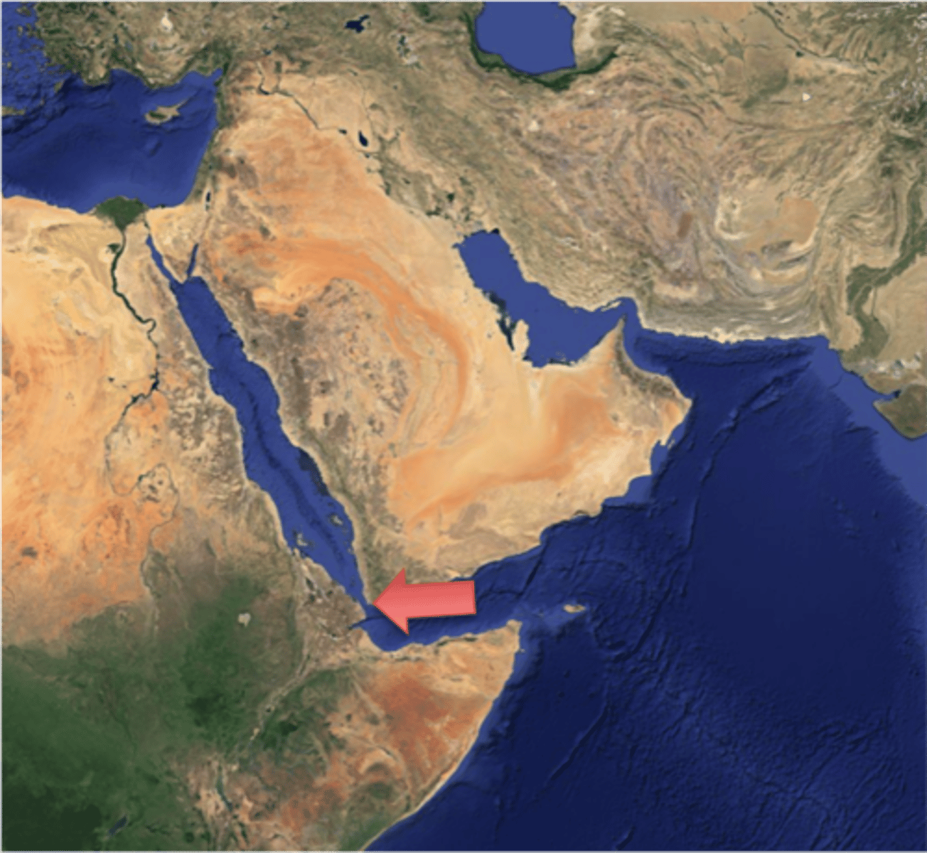 <p>It connects the Red Sea to the Gulf of Aden.</p>