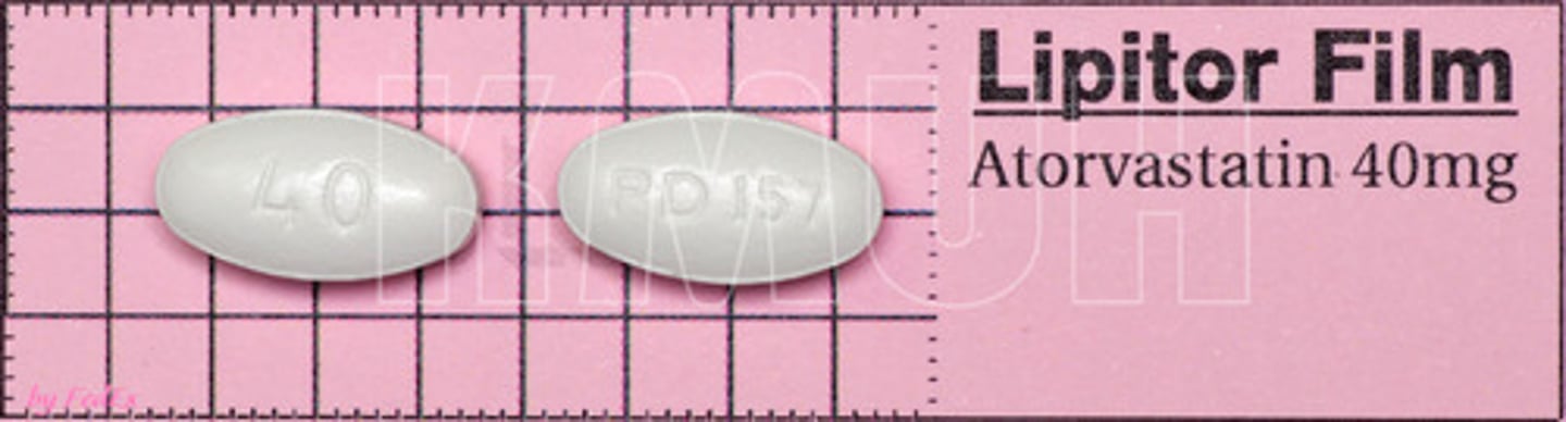 <p>Atorvastatin;</p><p>HMG CoA Reductase Inhibitor/Statin;</p><p>Hyperlipidemia</p>