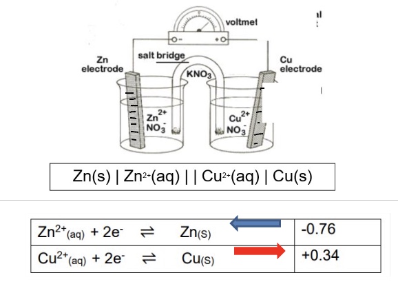 <p>a pictorial representation of the two electrodes that make up an electrochemical cell </p>