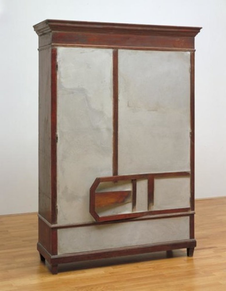 <p>Title: Untitled (Armoire)</p><p>Time: 1990s.</p><p>Known for:</p><ul><li><p>Powerful sculptural installations addressing <strong>violence, loss, and trauma</strong> from Colombia’s civil conflict.</p></li><li><p>Memorializes victims of civil unrest through poetic, haunting sculpture.</p></li></ul><p></p>