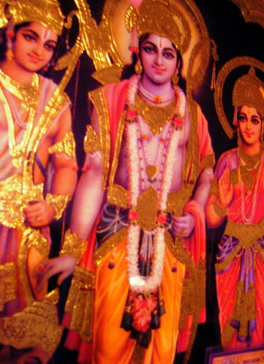 <p>Incarnation of Hindu god Vishnu made famous in the Ramayana</p>