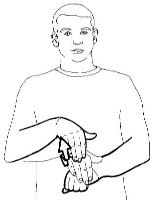 <p>Pet the top of your flattened hand, as if petting a dog or a cat</p>