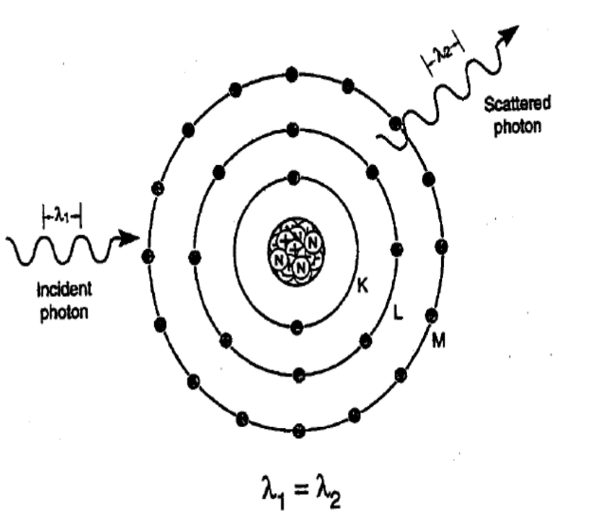 <p>Coherent scattering refers to</p>