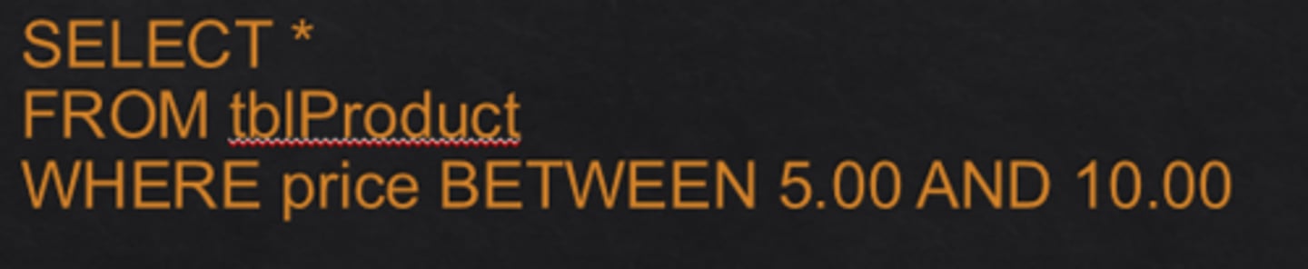 <p>BETWEEN - between an inclusive range</p><p>IN - specify multiple possible values for a column</p>