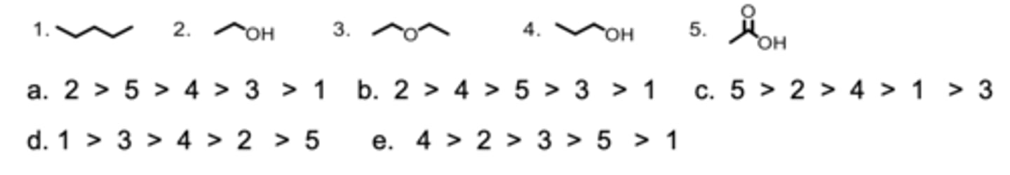 <p>Rank the molecules from highest to lowest solubility in hexane.</p>