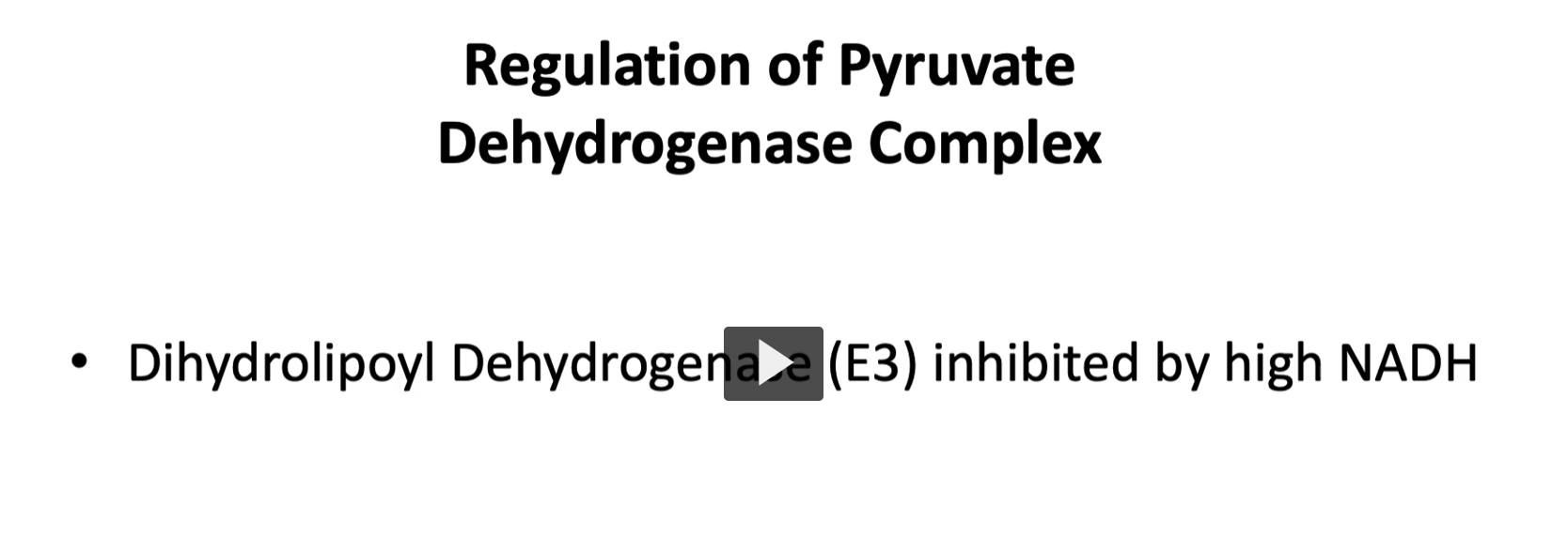 <p>and the last enzyme, E3, is inhibited by its product NADH (why?)</p><p>What Enzyme 3 (E3) does</p><p>E3 is called:</p><p><strong>Dihydrolipoyl dehydrogenase</strong></p><p>Its job is to <strong>transfer electrons to NAD⁺</strong>, producing <strong>NADH</strong>.</p><p>Reaction:</p><p><span>NAD++2e−+H+→NADH</span></p><p>So E3 helps <strong>generate NADH</strong>, which carries high-energy electrons to the <strong>electron transport chain</strong>.</p>