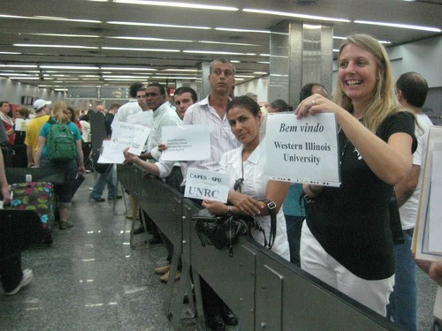 <p>to come/go out to greet someone</p>