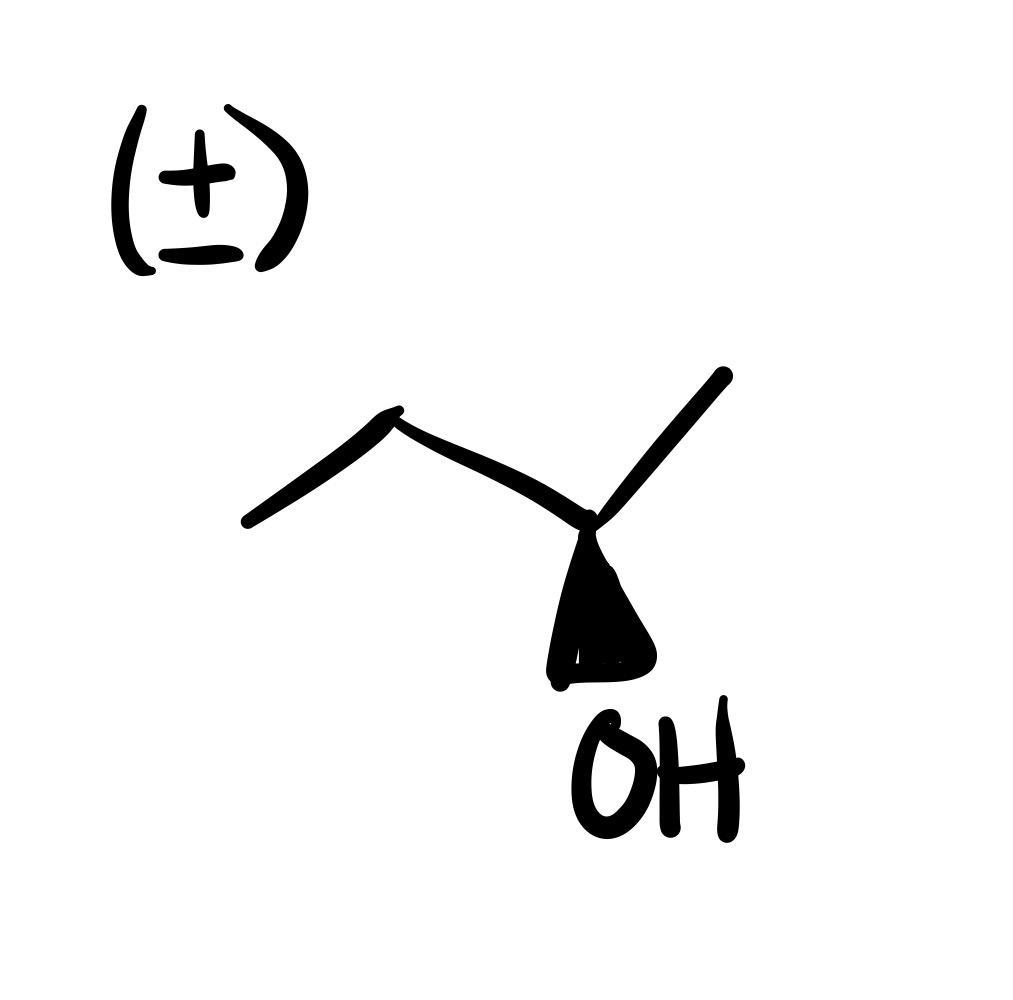 <p>The double bond is broken, and the OH is added (can we wedge/dash). Add plus/minus sign</p>