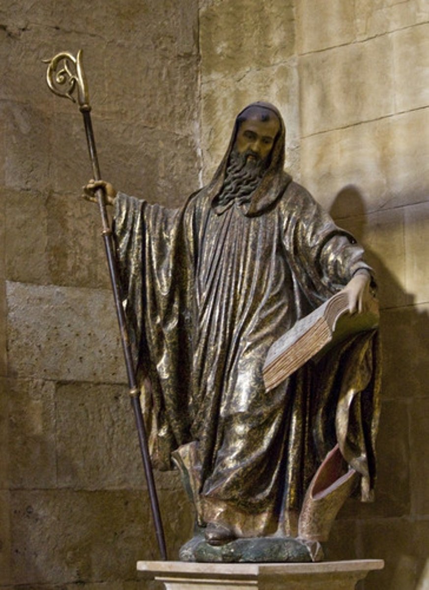 <p>A collection of rules or guidelines for monks and monasteries; named for Benedict of Nursia; widely used in Europe in the Middle Ages</p>