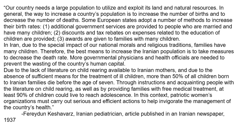 <p>What was the main goal of population growth initiatives in 1937?<span> Is this purely for the good of the people or for preparation for other reasons?</span></p>