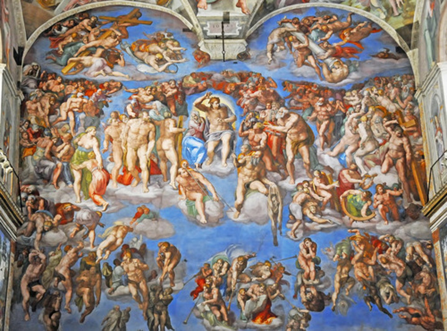 <p>Artist: Michelangelo</p><p>Location: Sistine Chapel, Vatican City</p><p>Medium: Fresco</p><p>Patron: Pope Clement VII and Pope Paul III</p><p>Important Info: depiction of the Second Coming of Christ and the final and eternal judgment by God of all humanity, M began working on it 25 years after having finished the Sistine Chapel ceiling, and was nearly 67 at its completion</p>